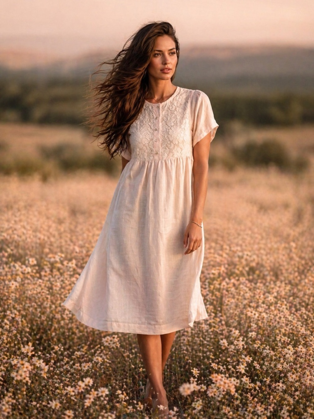 Vintage Cottagecore Great Times Lace-Front Dress Romantic Coquette Quiet Luxury